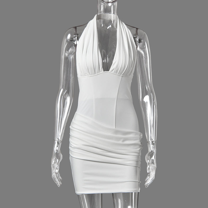 Womens Summer New Arrival Deep V-Neck Halter Dress